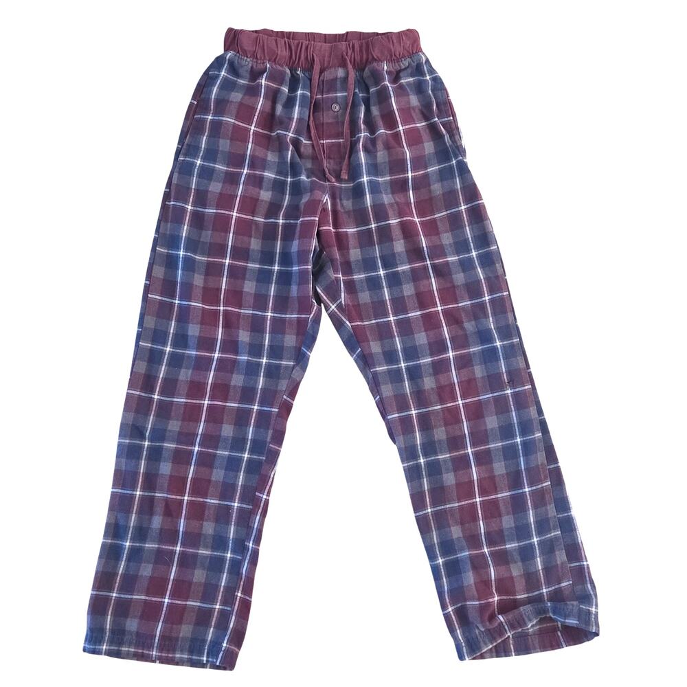 Cozy Eddie Bauer Small Navy Burgundy Plaid Pajama Pants